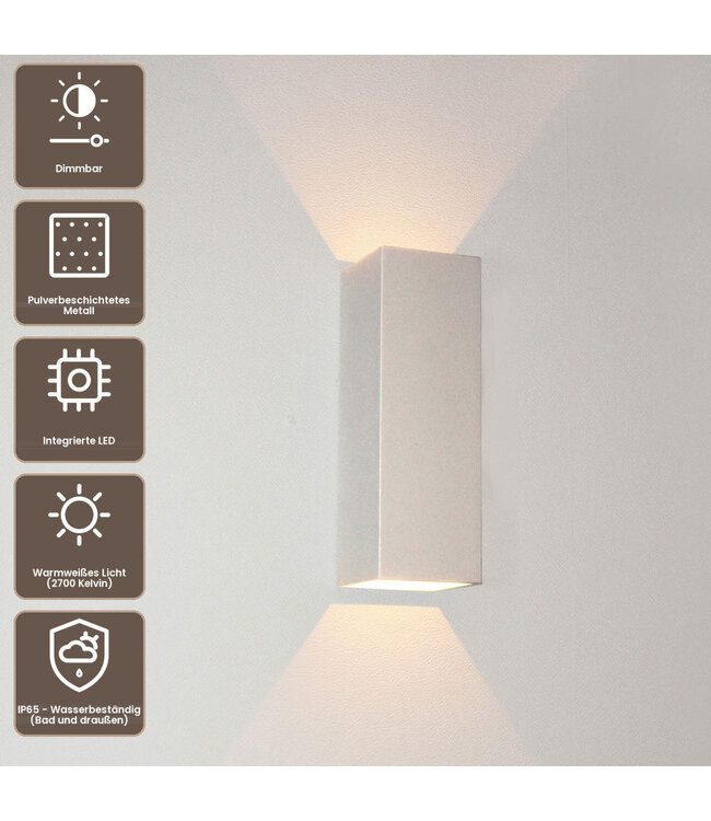 Artdelight Moderne LED-Wandleuchte Vegas 150 - Weiß