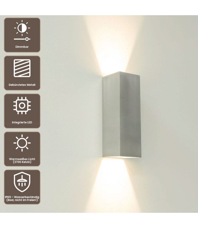 Artdelight Moderne LED-Wandleuchte Vegas 250 - Aluminium
