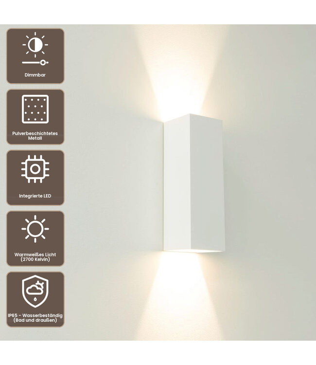 Artdelight Moderne LED-Wandleuchte Vegas 250 - Weiß