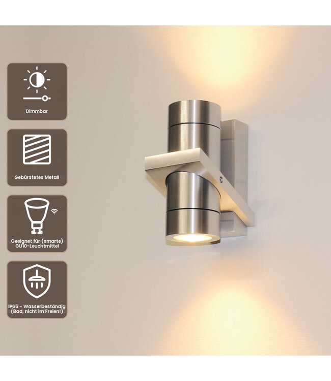 Artdelight Moderne GU10-Wandleuchte Double - Aluminium