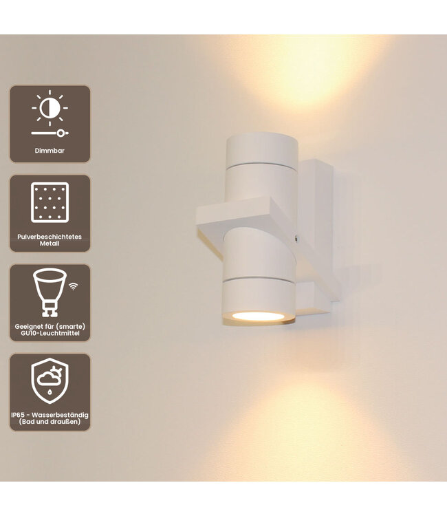 Artdelight Moderne GU10-Wandleuchte Double - Weiß