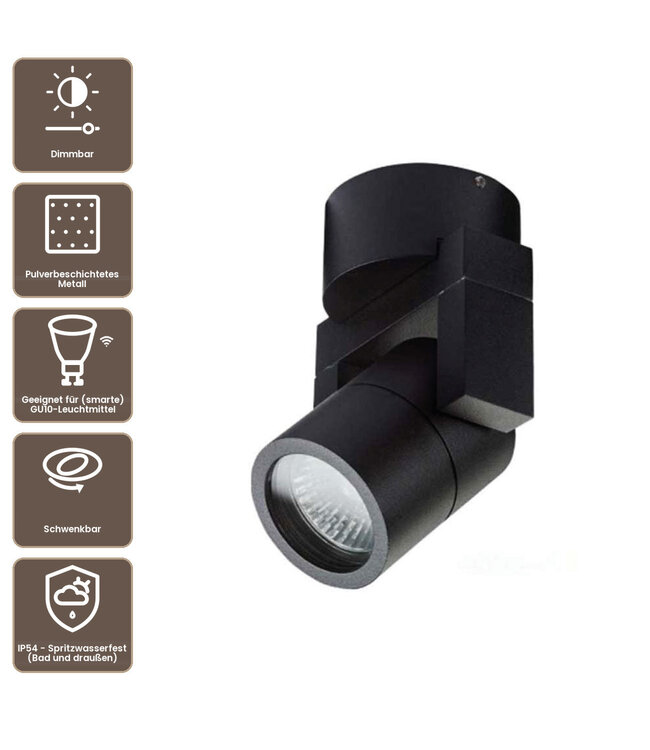 Artdelight Moderne GU10-Wandleuchte Single - Schwarz