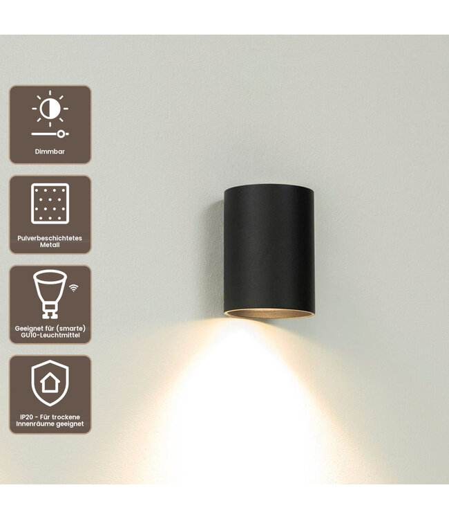 Artdelight Industrielle GU10 Wandleuchte Roulo 1 - Schwarz