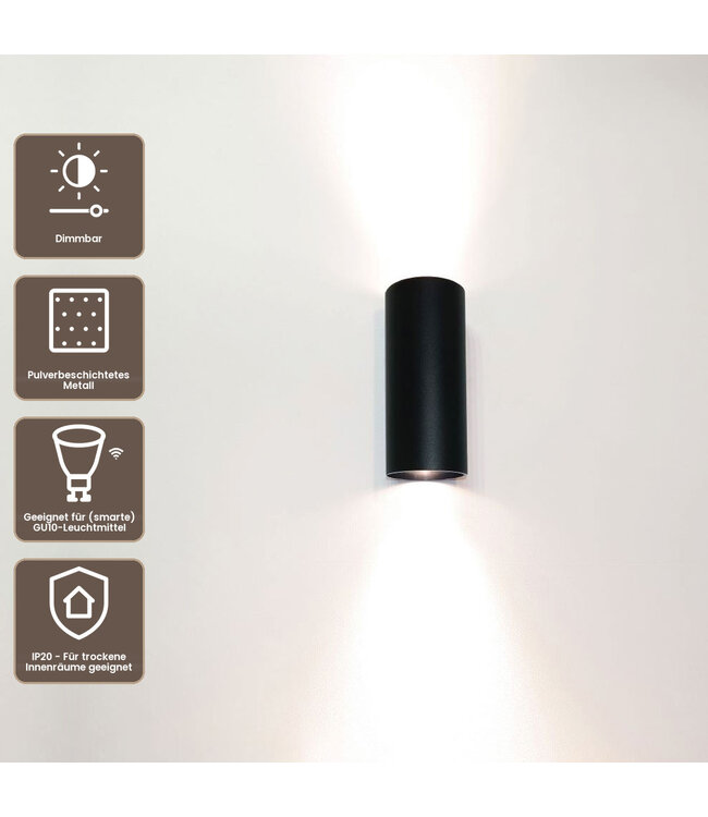 Artdelight Industrielle GU10 Wandleuchte Roulo 2 - Schwarz