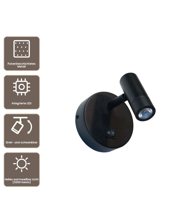 Artdelight Moderne LED-Leseleuchte Simply - Schwarz