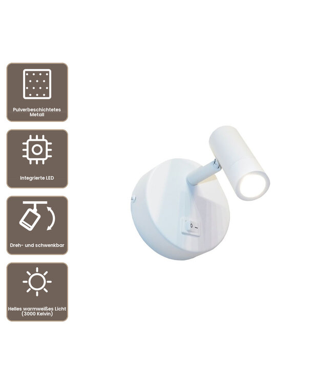 Artdelight Moderne LED-Leseleuchte Simply - Weiß