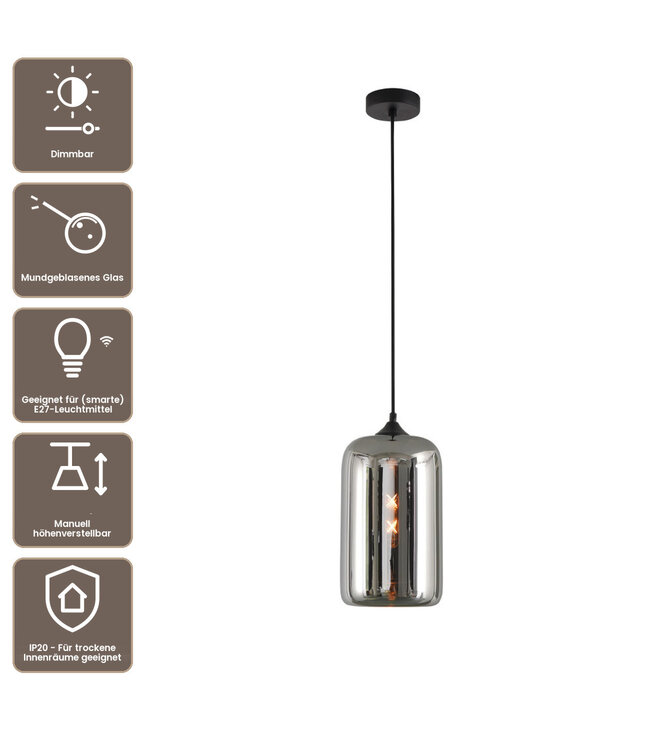Artdelight Glas-Pendelleuchte Botany - Titanglas