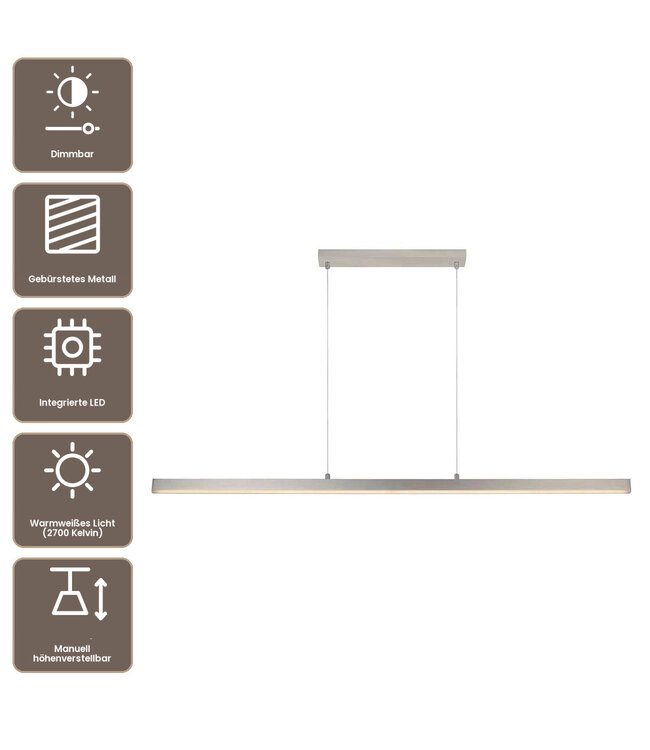 Artdelight Moderne LED-Pendelleuchte Kondora 120 cm - Aluminium