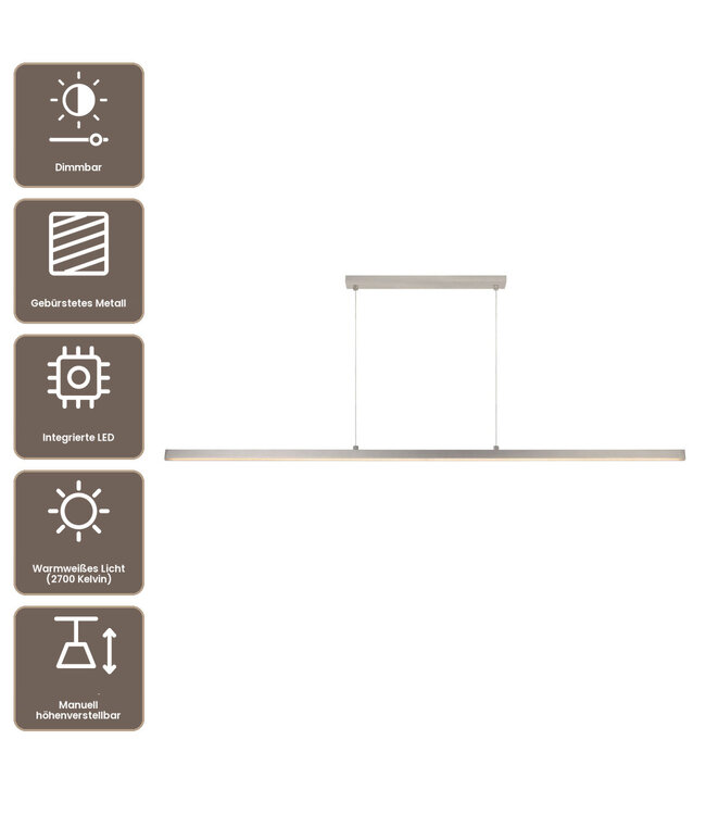 Artdelight Moderne LED-Pendelleuchte Kondora 150 cm - Aluminium
