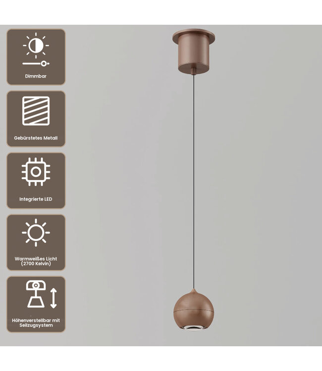 Artdelight Design-LED-Pendelleuchte Miami - Dunkelbronze