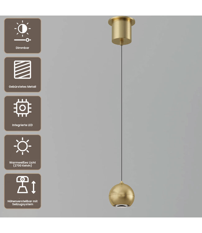 Artdelight Design-LED-Pendelleuchte Miami - Warmgold