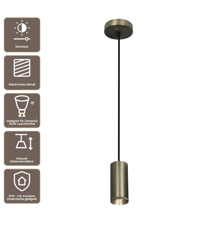 Artdelight Industrielle GU10-Pendelleuchte Milano 15 cm - Antikbronze