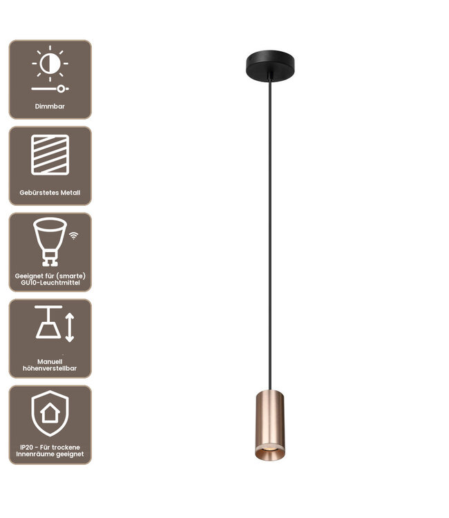 Artdelight Industrielle GU10-Pendelleuchte Milano 15 cm - Rosé-Champagner