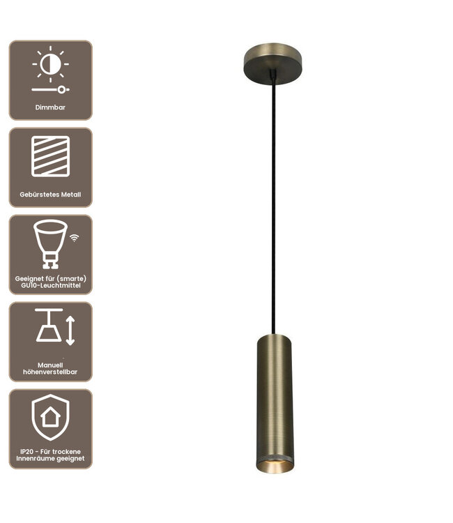 Artdelight Industrielle GU10-Pendelleuchte Milano 25 cm - Antikbronze