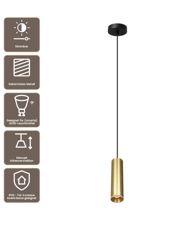 Artdelight Industrielle GU10-Pendelleuchte Milano 25 cm - Mattgold