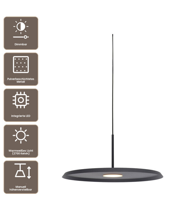 Artdelight Design-LED-Pendelleuchte Osorno - Schwarz