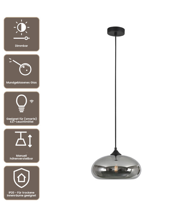 Artdelight Glas-Pendelleuchte Paradise - Titan