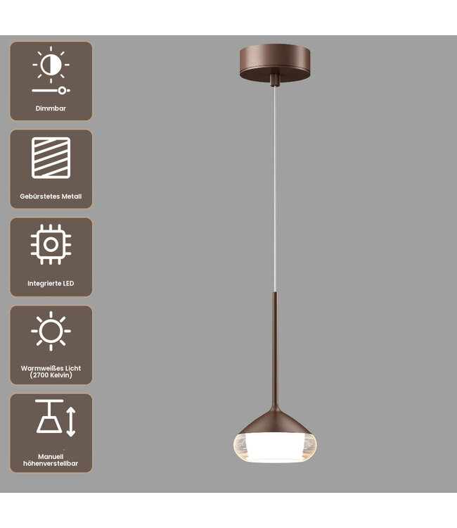 Artdelight Design-LED-Pendelleuchte Phoenix - Dunkelbronze