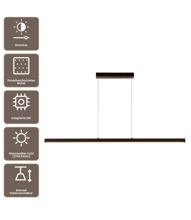Artdelight Moderne LED-Pendelleuchte Kondora 120 cm - Schwarz