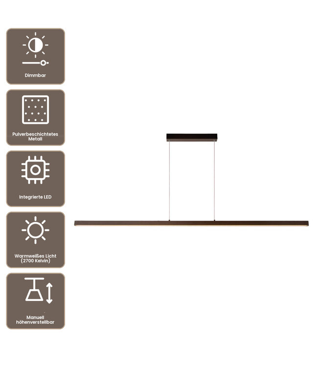 Artdelight Moderne LED-Pendelleuchte Kondora 150 cm - Schwarz