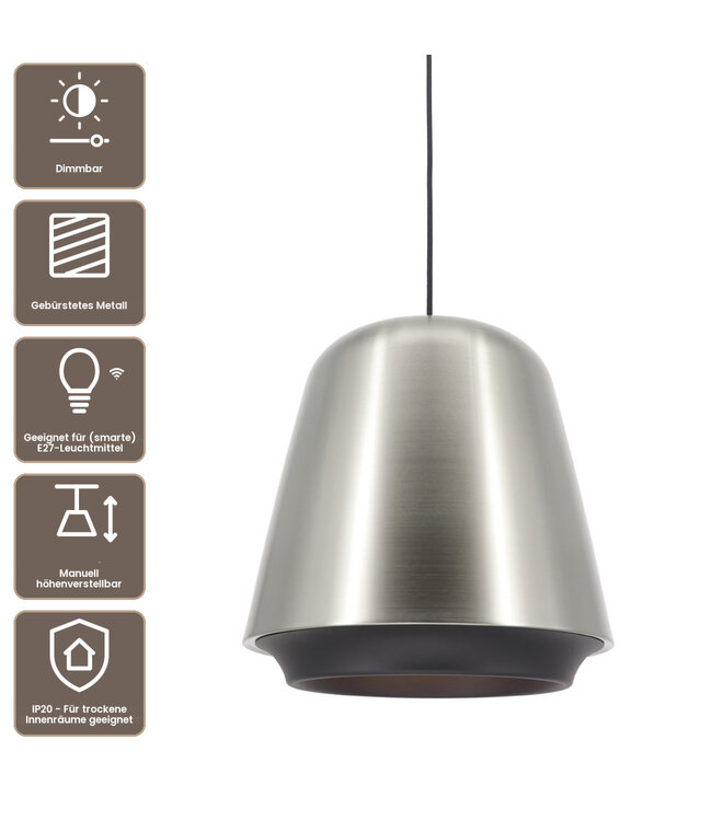 Artdelight industrielle Pendelleuchte Santiago - Stahlgrau/Schwarz