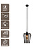 Artdelight Glas-Pendelleuchte Tombo 23 cm - Rauchgrau