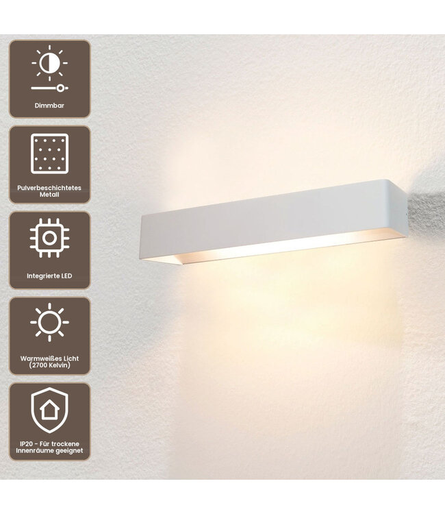 Artdelight Moderne LED-Wandleuchte Mainz XL - Weiß