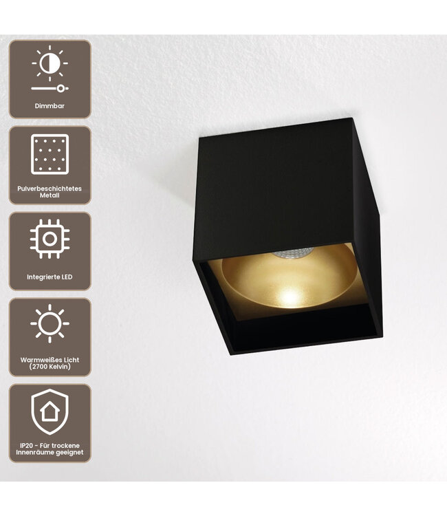 Artdelight Industrielle LED-Deckenleuchte Brock - Schwarz/Mattgold
