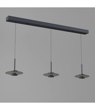 Artdelight Pendelleuchte Madison 3L - Schwarz/Rauchglas