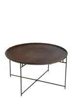 J-line  J-Line Tafel Rond Ijzer/Mangohout Bruin/Zwart