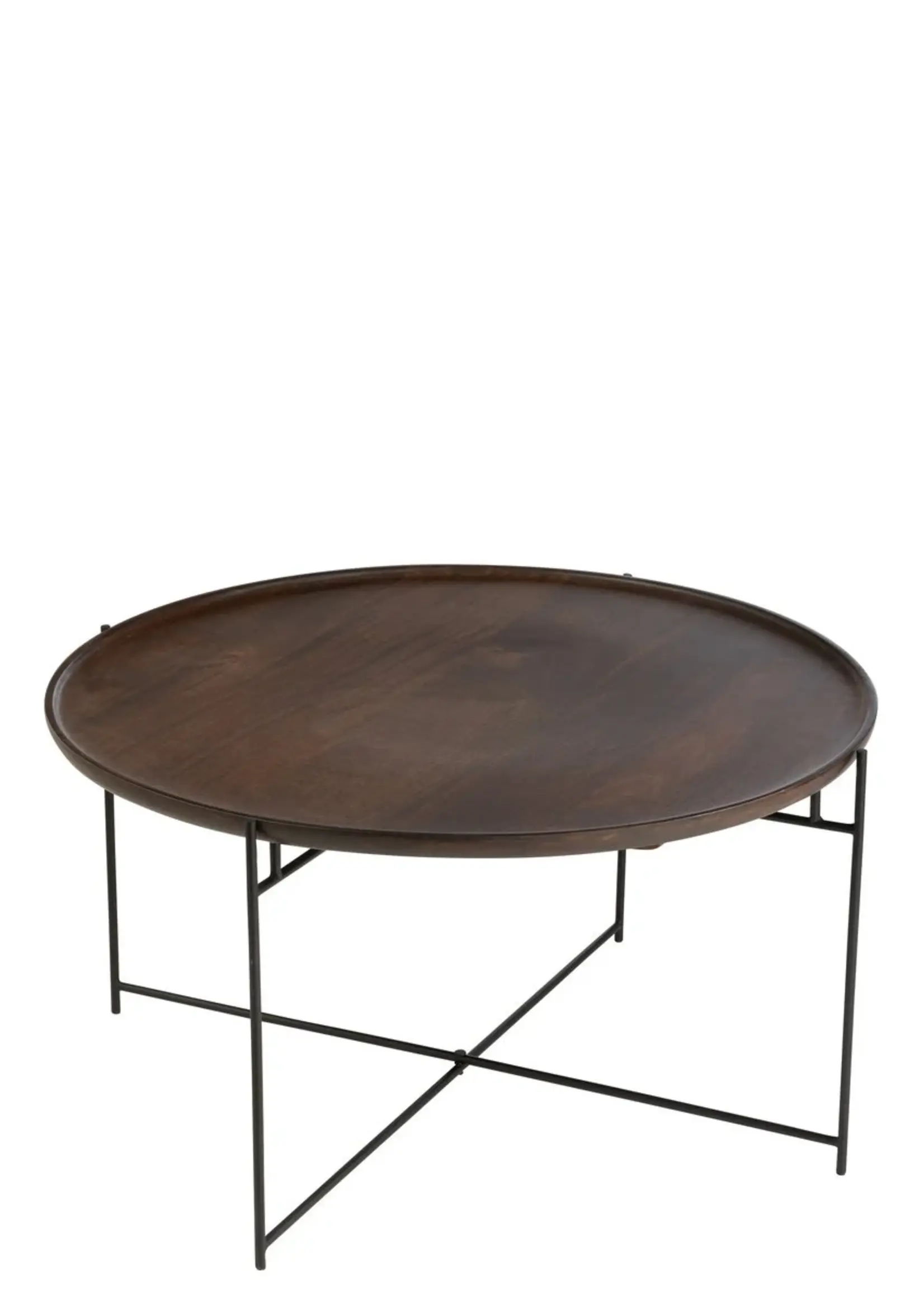 J-line  J-Line Tafel Rond Ijzer/Mangohout Bruin/Zwart