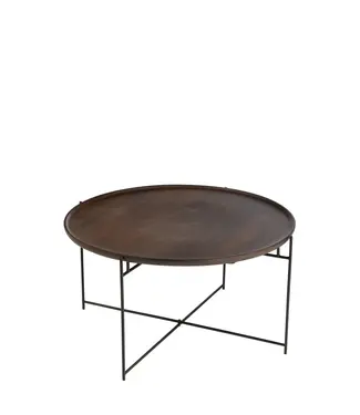 J-line  J-Line Tafel Rond Ijzer/Mangohout Bruin/Zwart