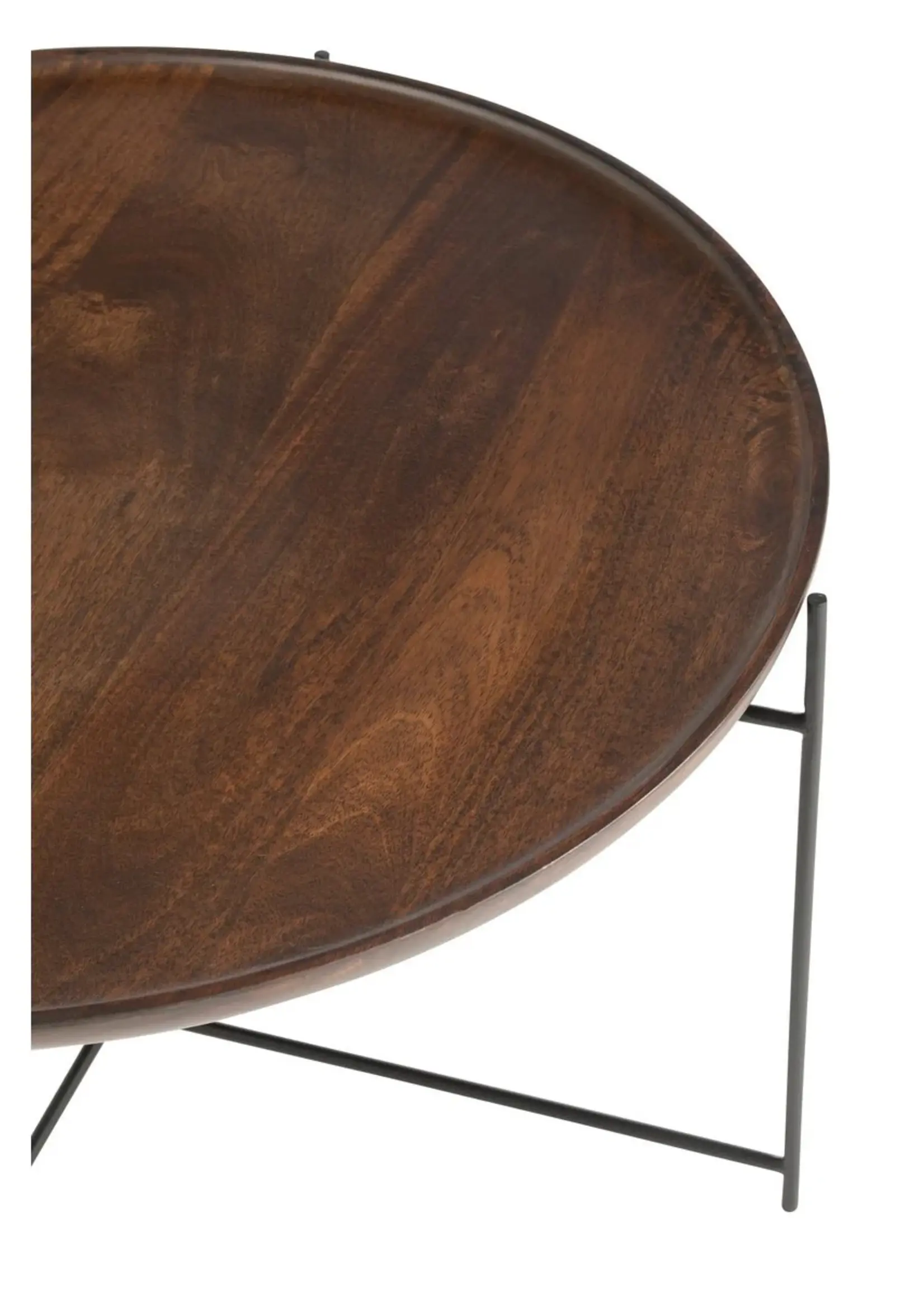 J-line  J-Line Tafel Rond Ijzer/Mangohout Bruin/Zwart