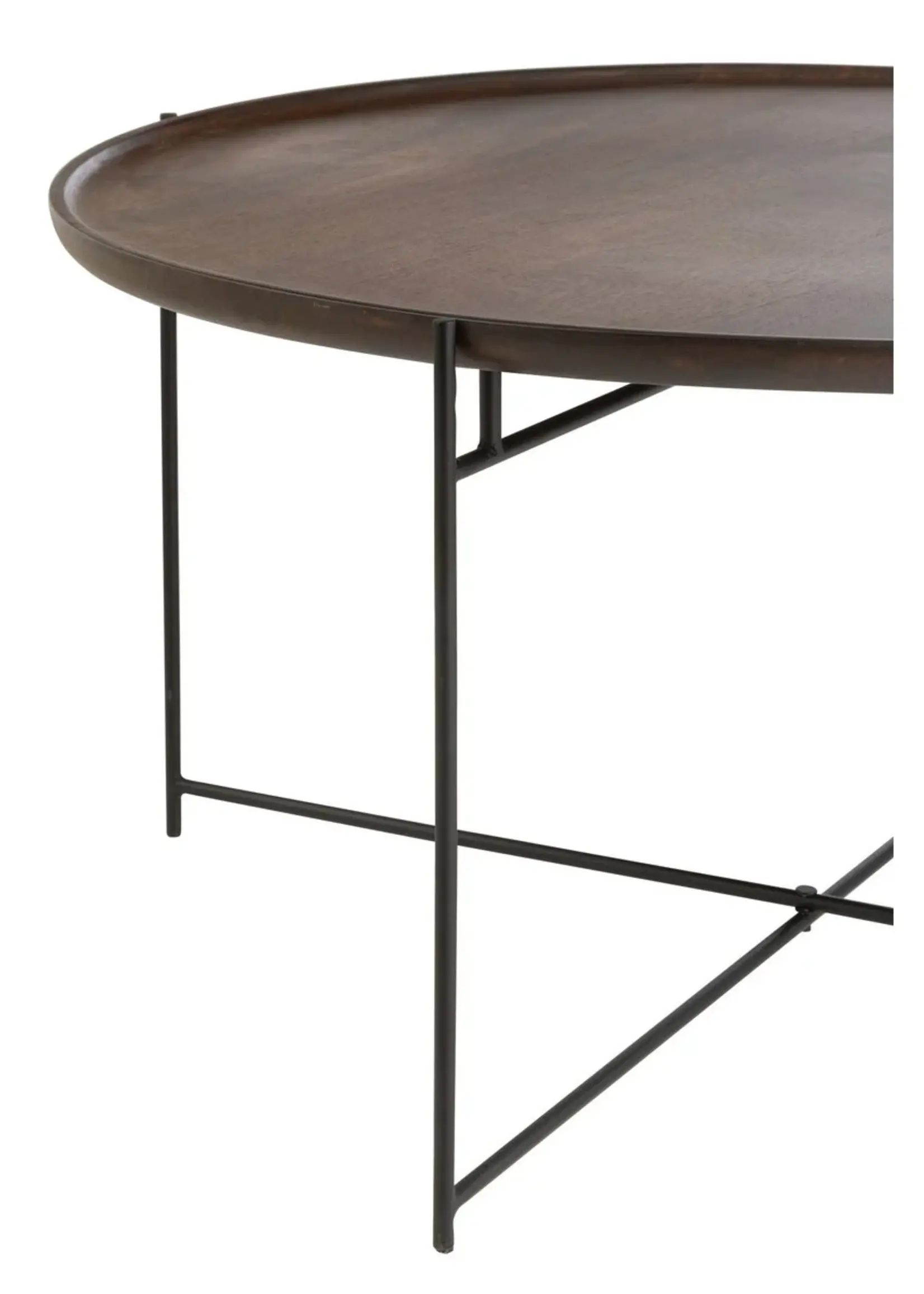 J-line  J-Line Tafel Rond Ijzer/Mangohout Bruin/Zwart