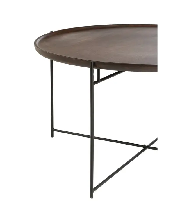 J-line  J-Line Tafel Rond Ijzer/Mangohout Bruin/Zwart