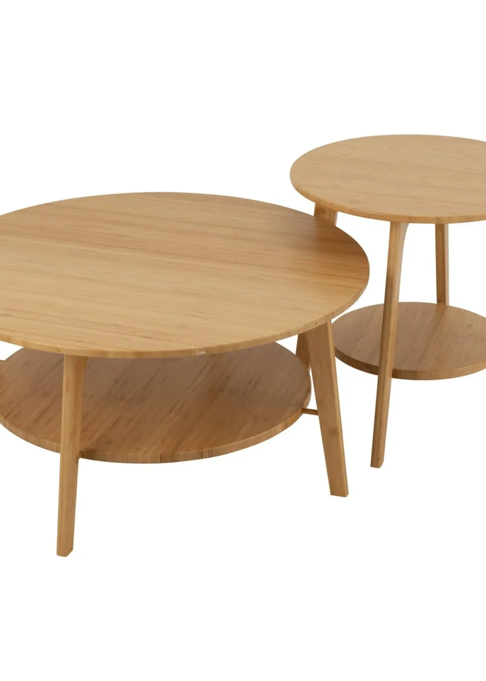 J-line  J-Line bijzettafel Rond - bamboe - naturel - large