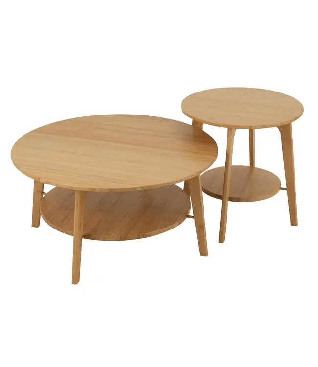 J-line  J-Line bijzettafel Rond - bamboe - naturel - large