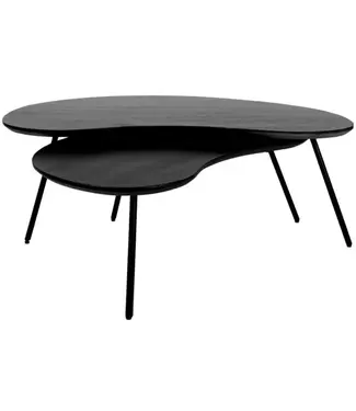 Home67 Salontafel Ludo Zwart – Organisch – Set van 2