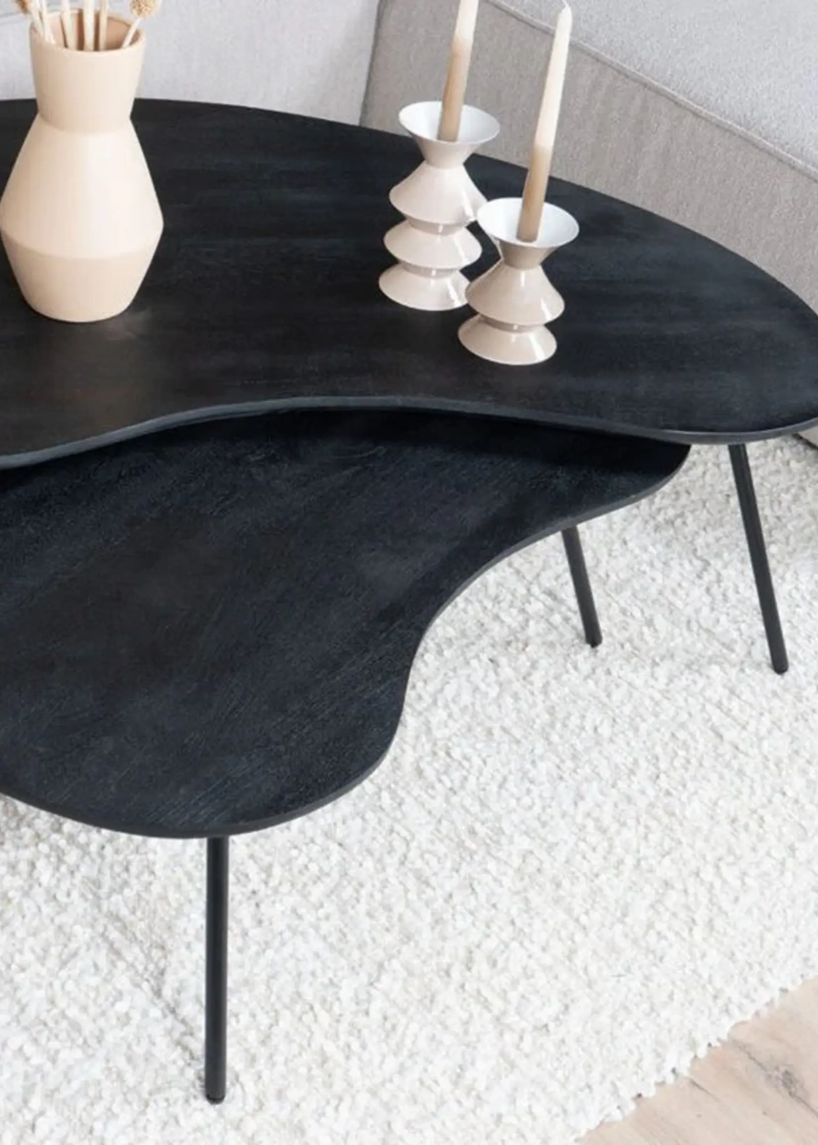 Home67 Salontafel Ludo Zwart – Organisch – Set van 2