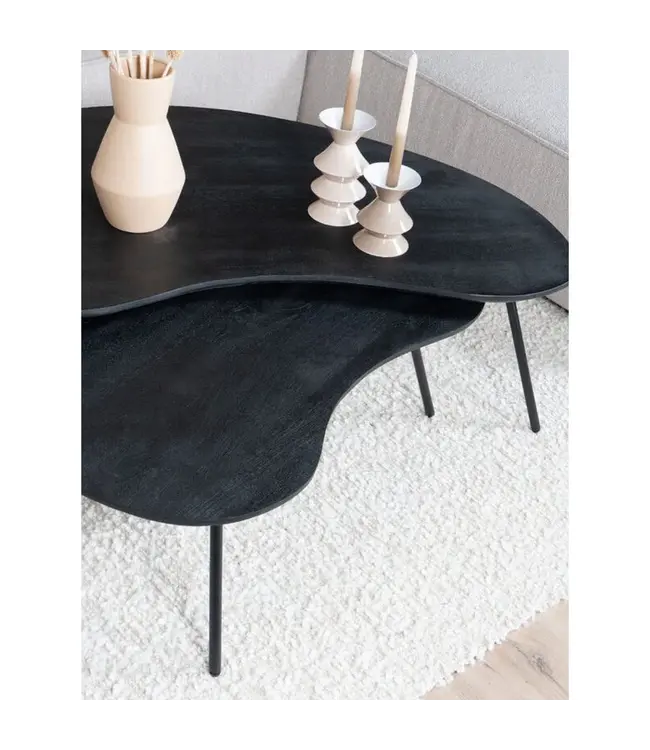 Home67 Salontafel Ludo Zwart – Organisch – Set van 2