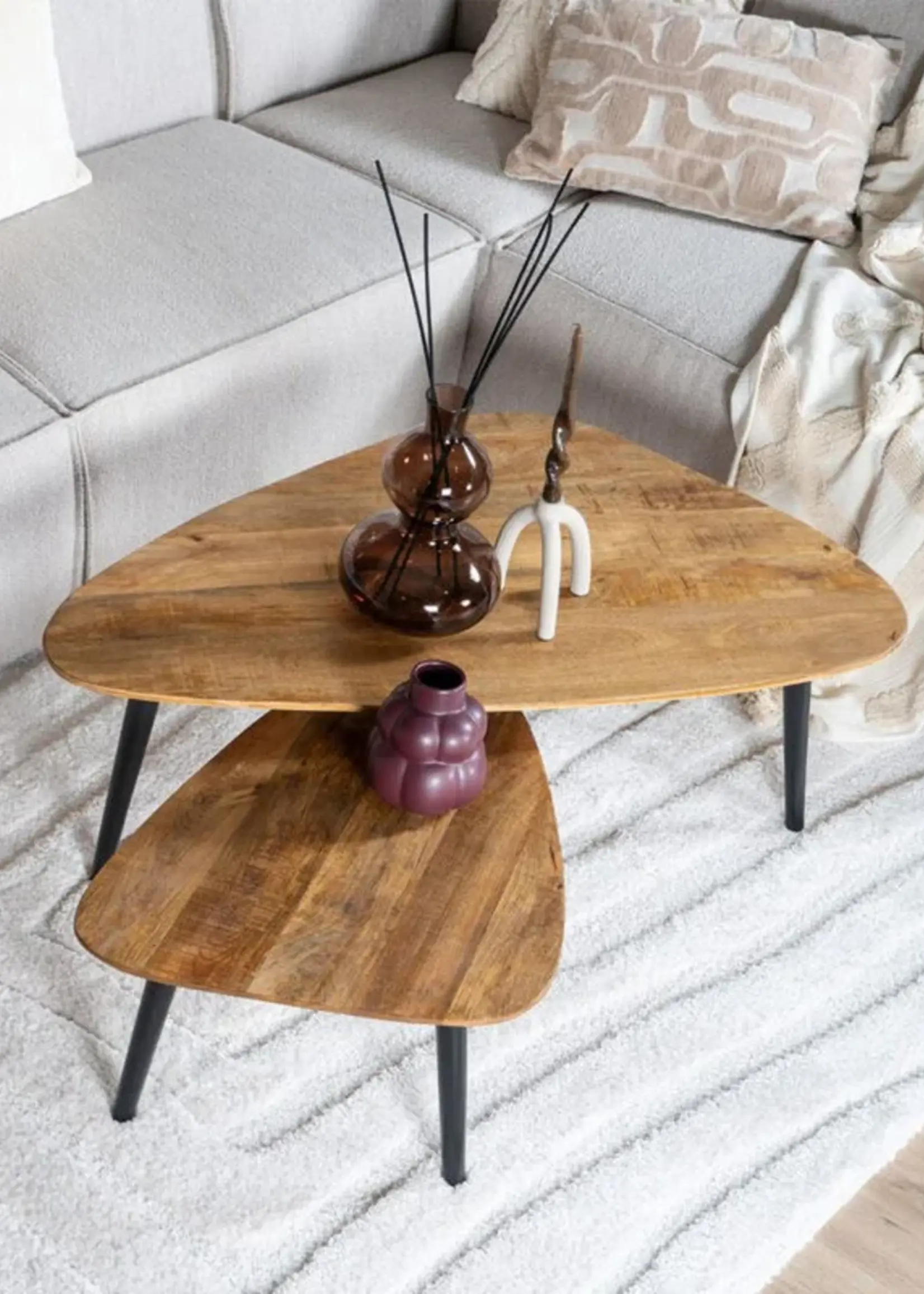 Home67 Salontafel Jamal – Mangohout – Set van 2