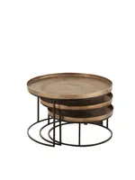 J-line  J-Line bijzettafel Rond - aluminium - roest - set van 3