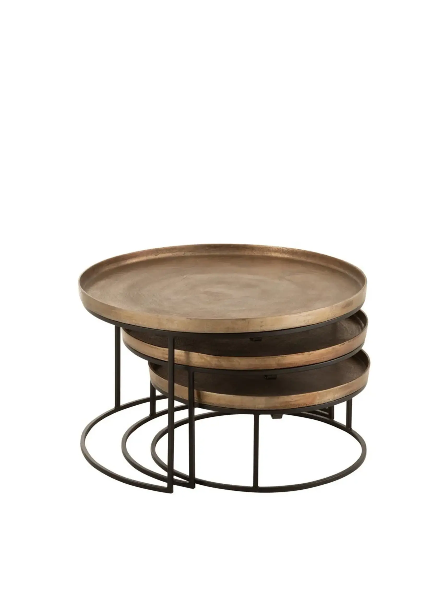 J-line  J-Line bijzettafel Rond - aluminium - roest - set van 3
