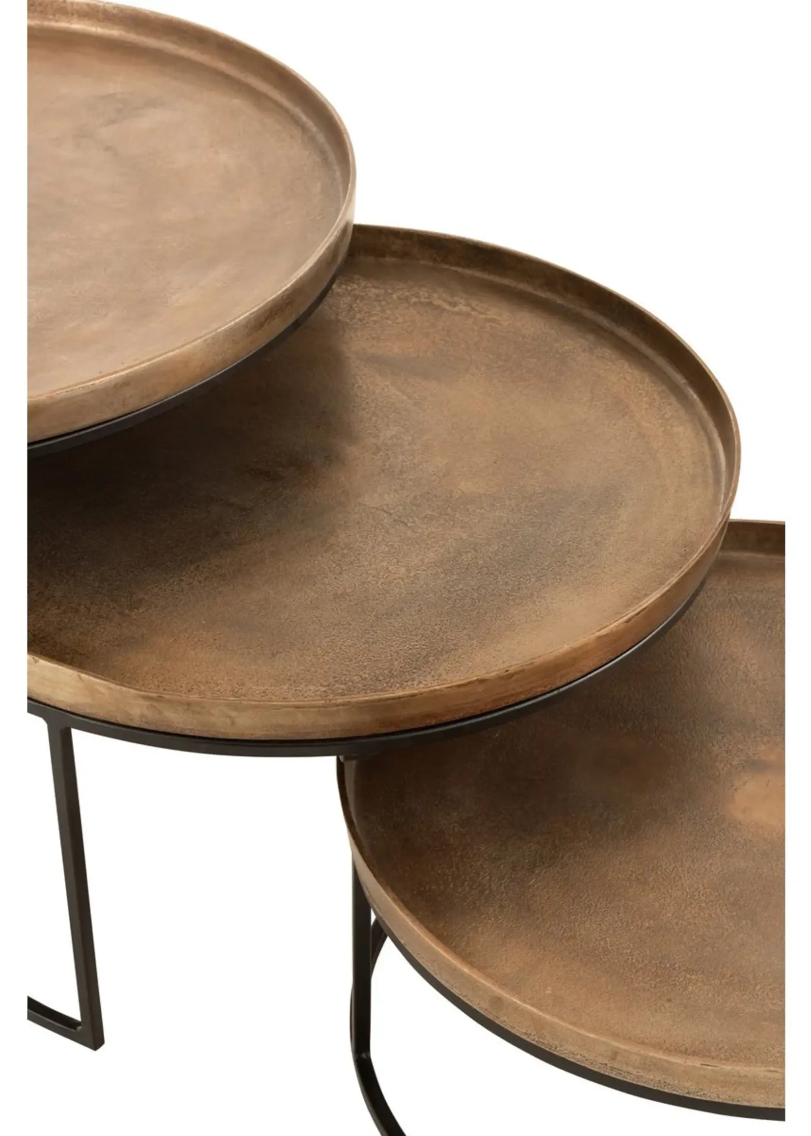 J-line  J-Line bijzettafel Rond - aluminium - roest - set van 3