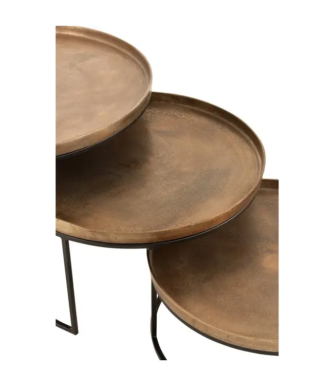 J-line  J-Line bijzettafel Rond - aluminium - roest - set van 3