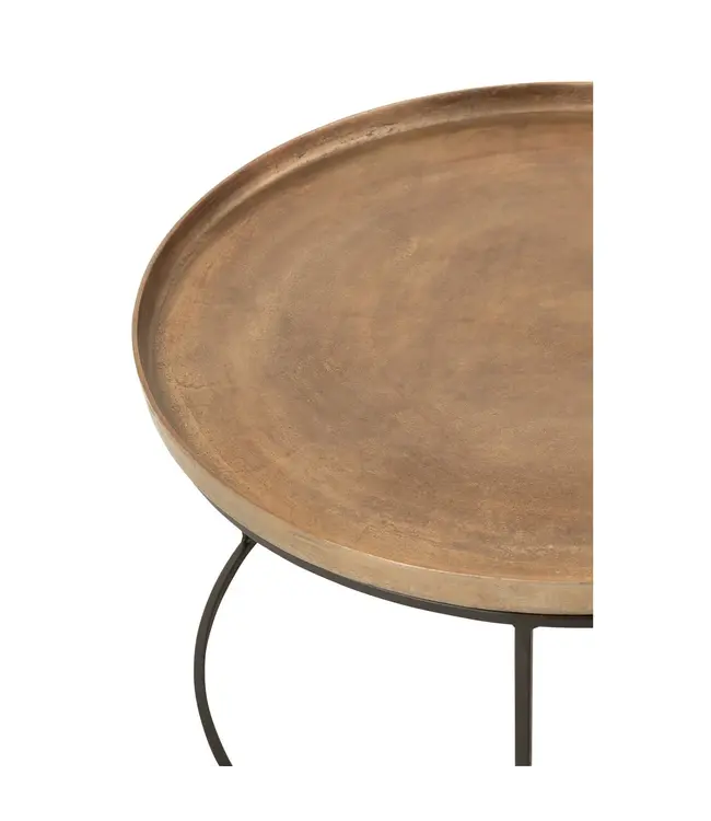 J-line  J-Line bijzettafel Rond - aluminium - roest - set van 3