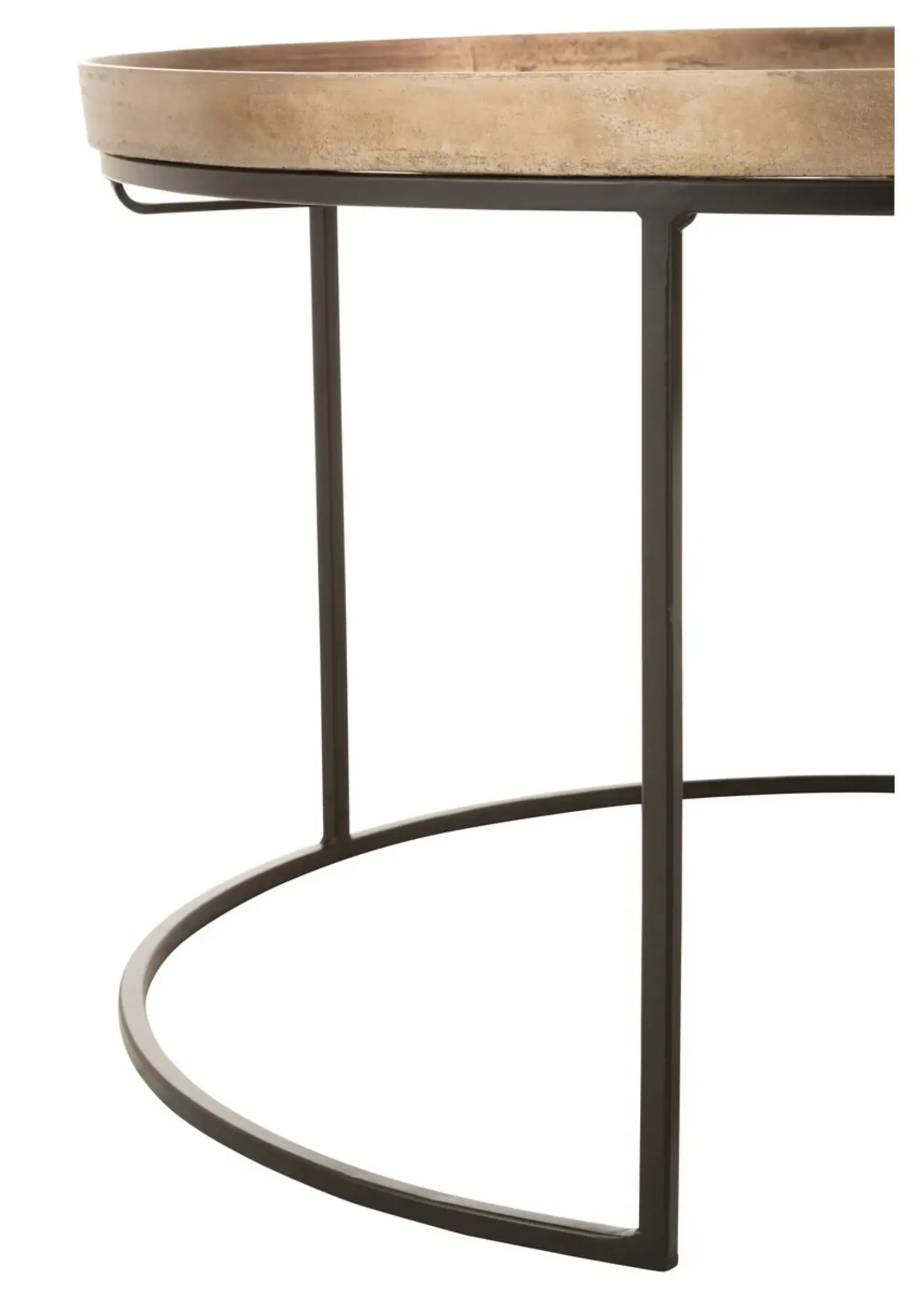 J-line  J-Line bijzettafel Rond - aluminium - roest - set van 3