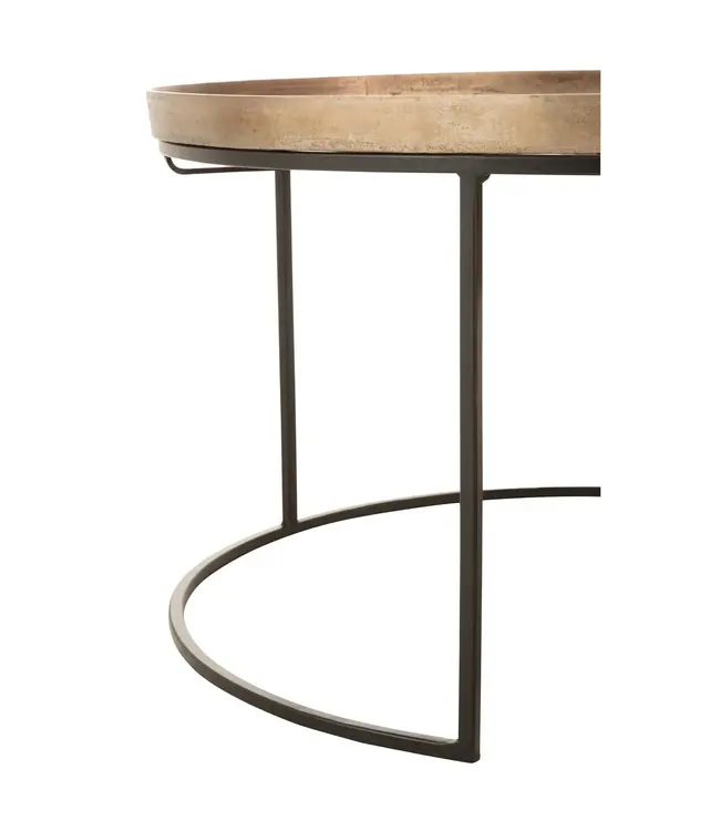 J-line  J-Line bijzettafel Rond - aluminium - roest - set van 3