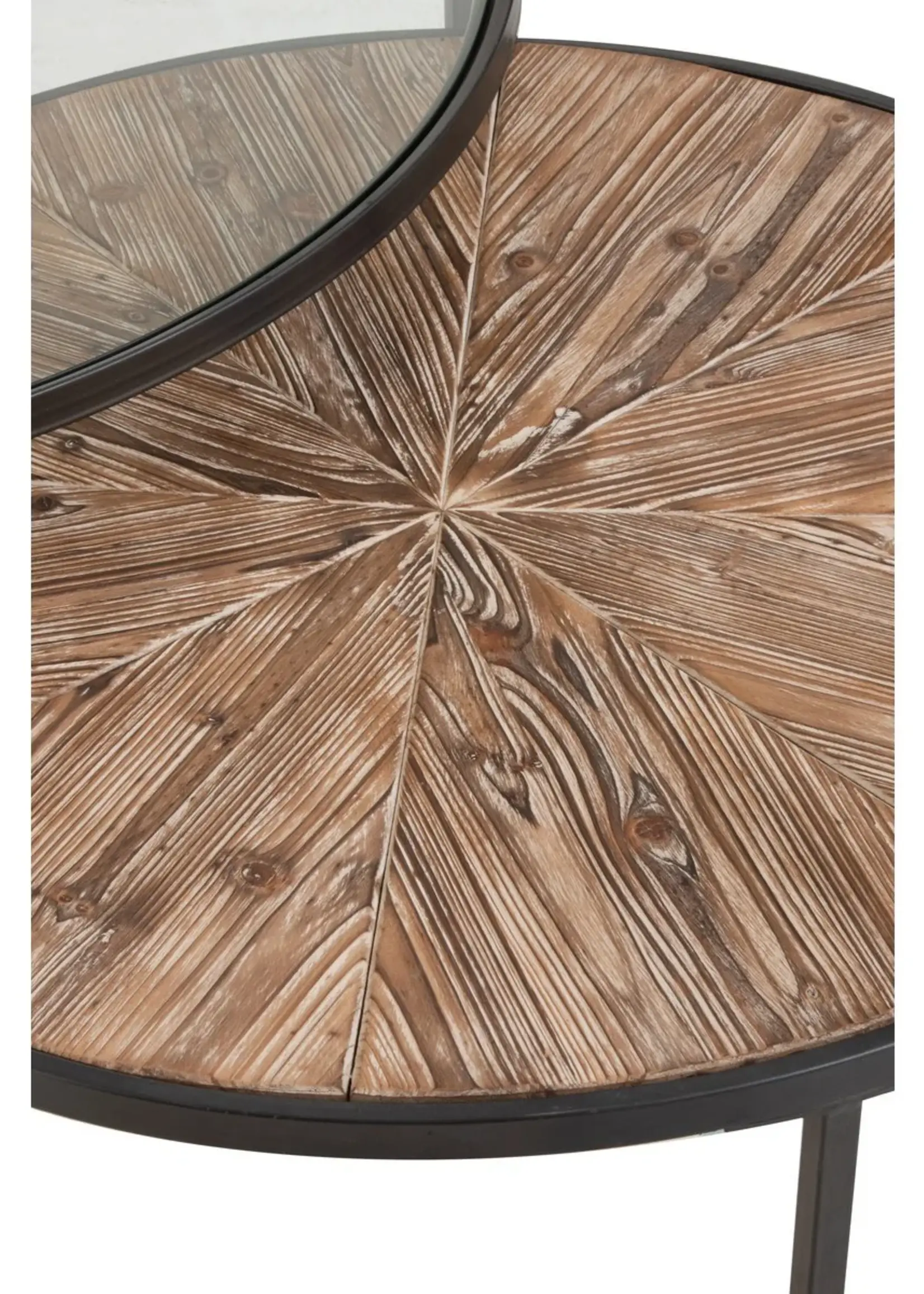 J-line  J-Line Set Van 2 Salontafels Rond Metaal Zwart - 91 x 91 x 41 cm