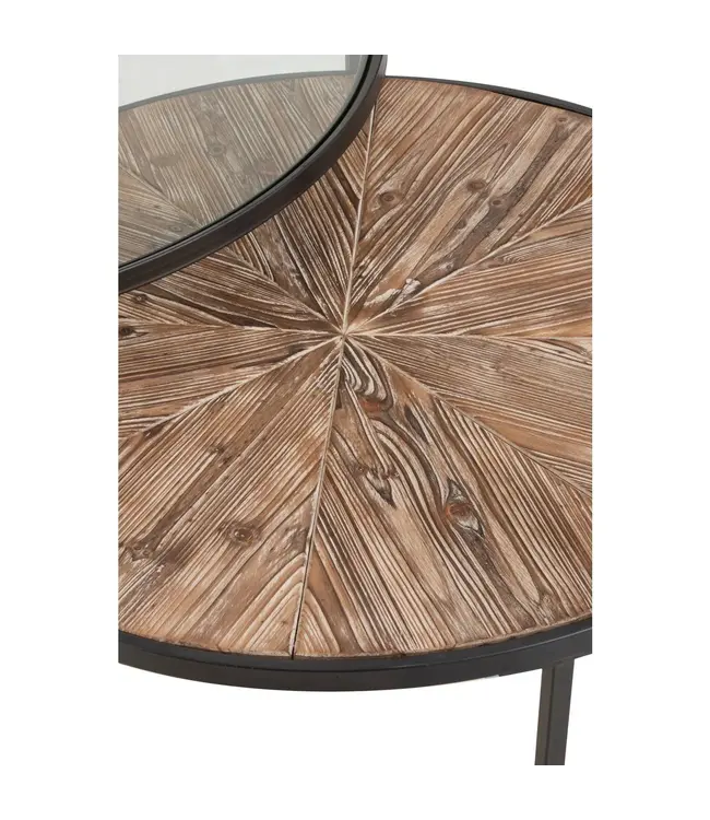 J-line  J-Line Set Van 2 Salontafels Rond Metaal Zwart - 91 x 91 x 41 cm